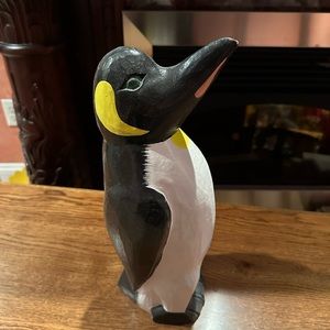 Antique Hand Carved Wooden Penguin Sculpture